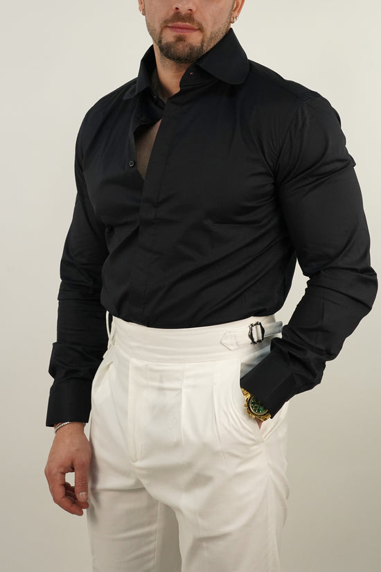 Camicia collo club Nera