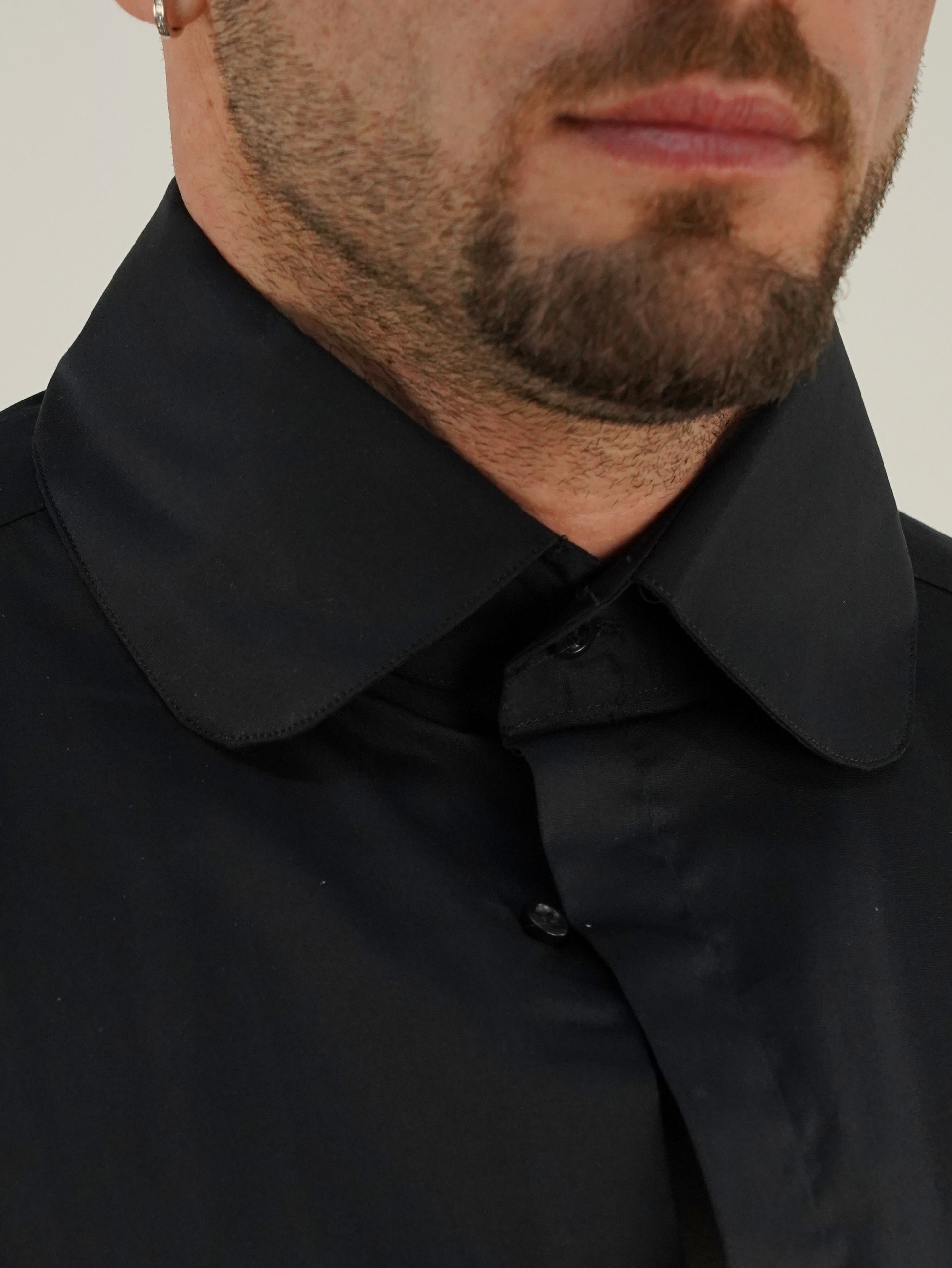 Camicia collo club Nera