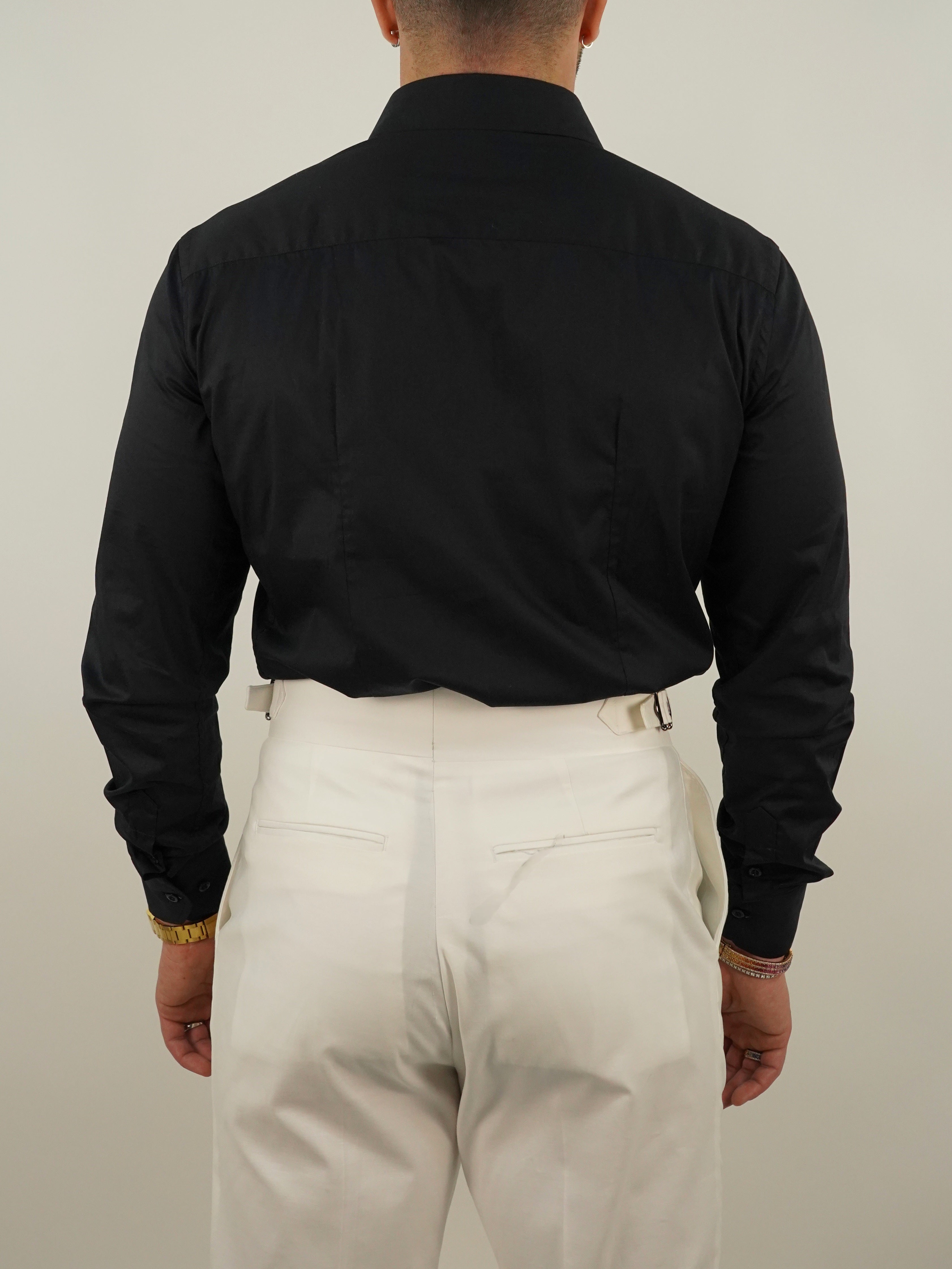 Camicia collo a vela Nera