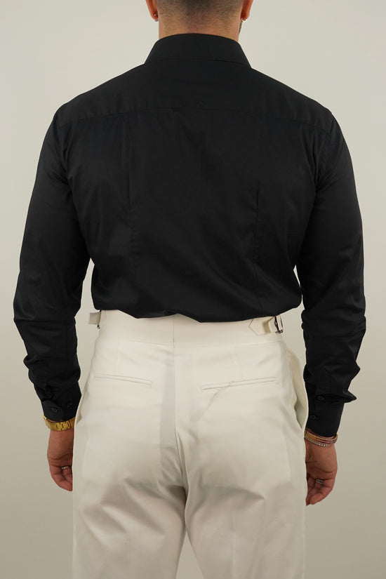 Camicia collo a vela Nera