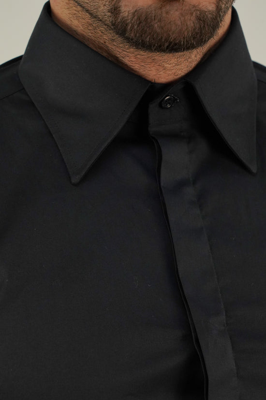 Camicia collo a vela Nera