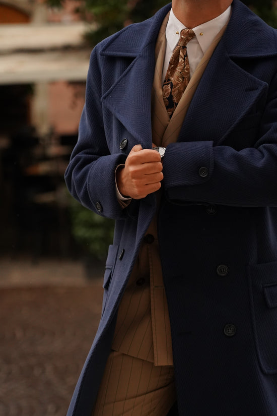 Cappotto Chesterfield Spigato Zaffiro