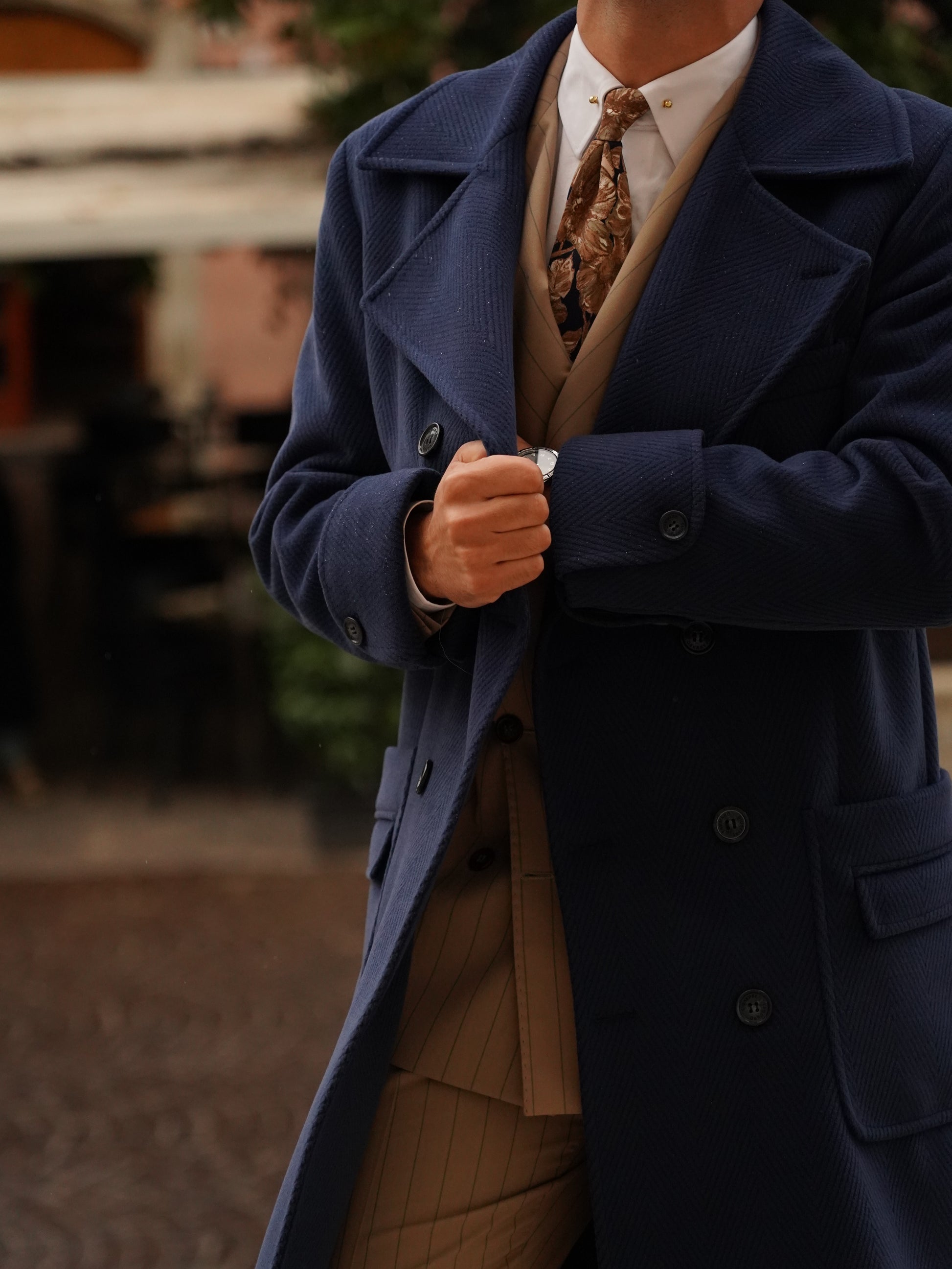 Cappotto Chesterfield Spigato Zaffiro