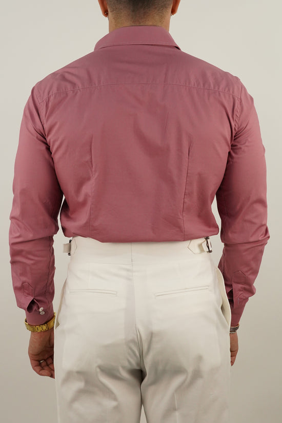 Camicia collo a vela con bottoni a scomparsa rosa