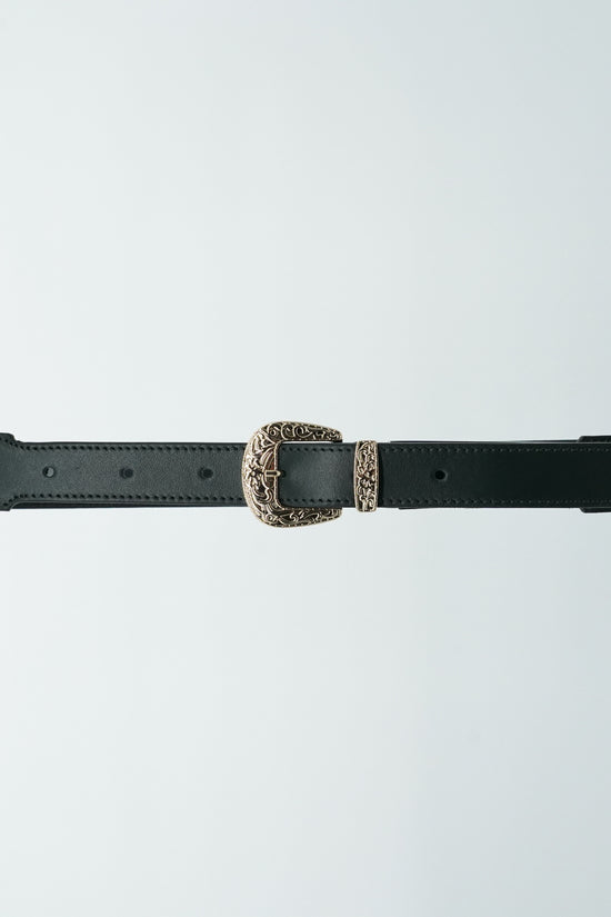 Cintura Texas verde petrolio trittico oro in pelle di vitello primo fiore