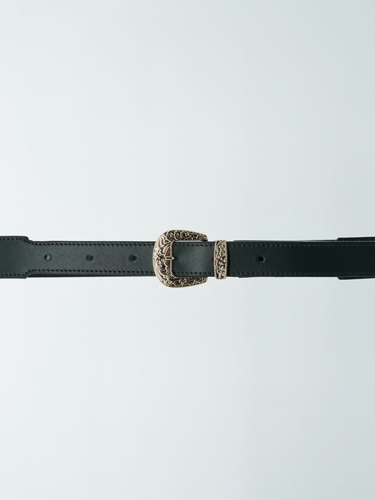 Cintura Texas verde petrolio trittico oro in pelle di vitello primo fiore