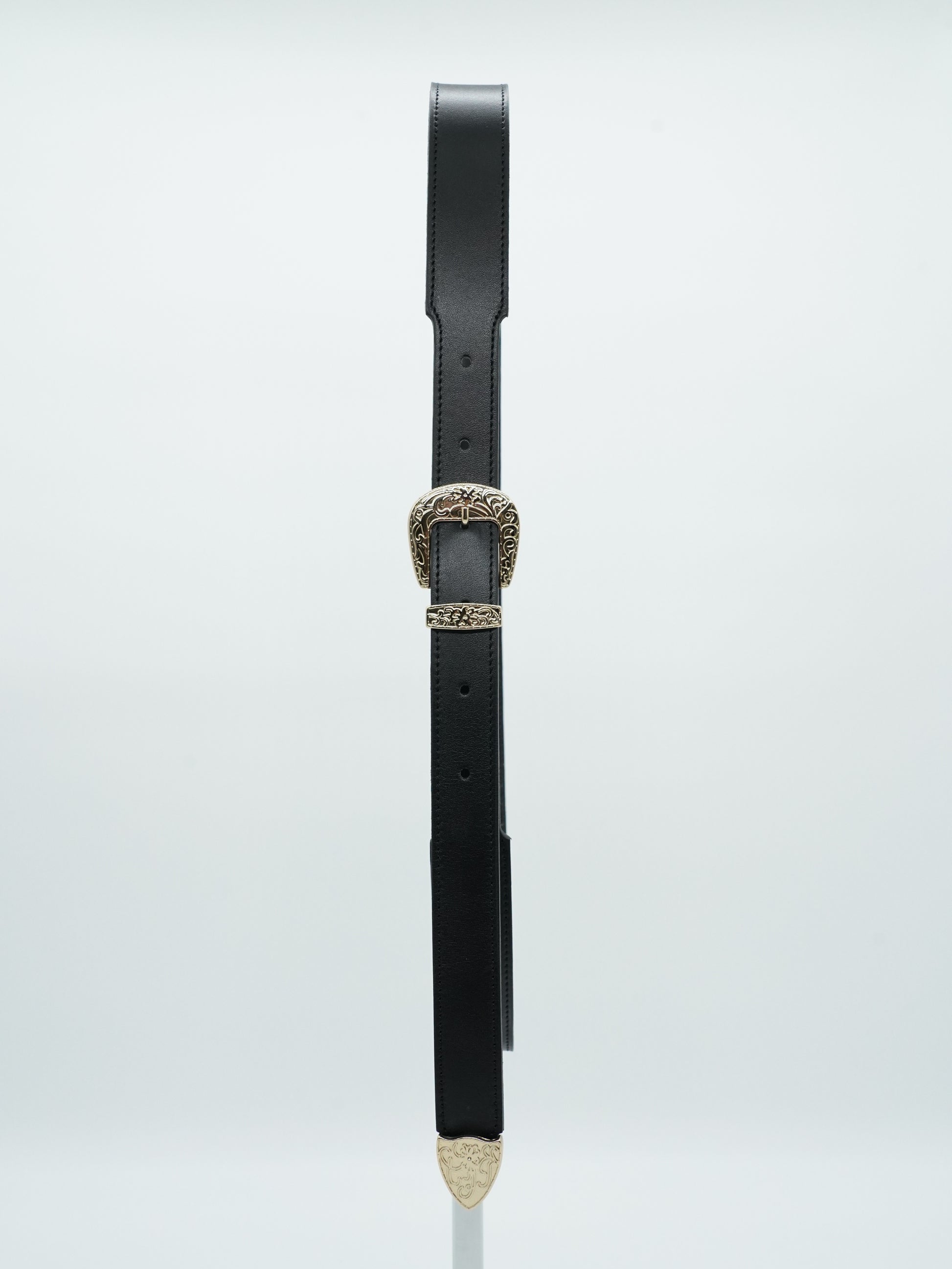 Cintura Texas nera trittico oro in pelle di vitello primo fiore