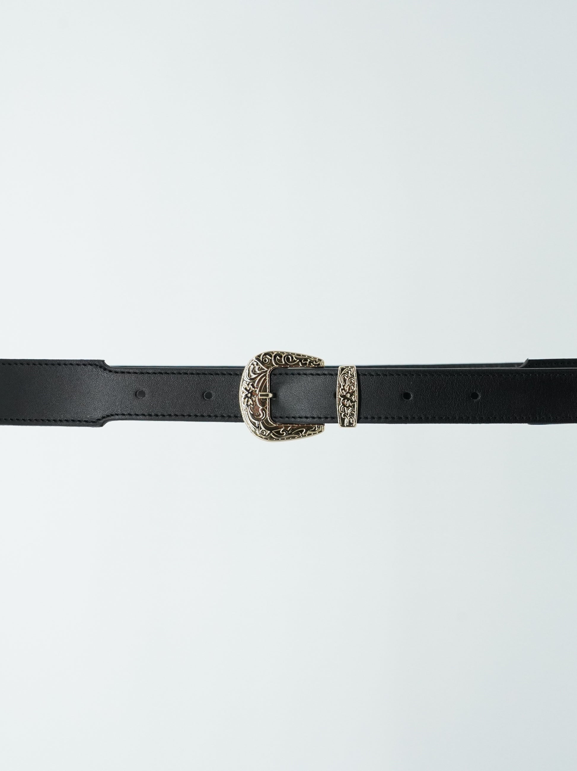 Cintura Texas nera trittico oro in pelle di vitello primo fiore