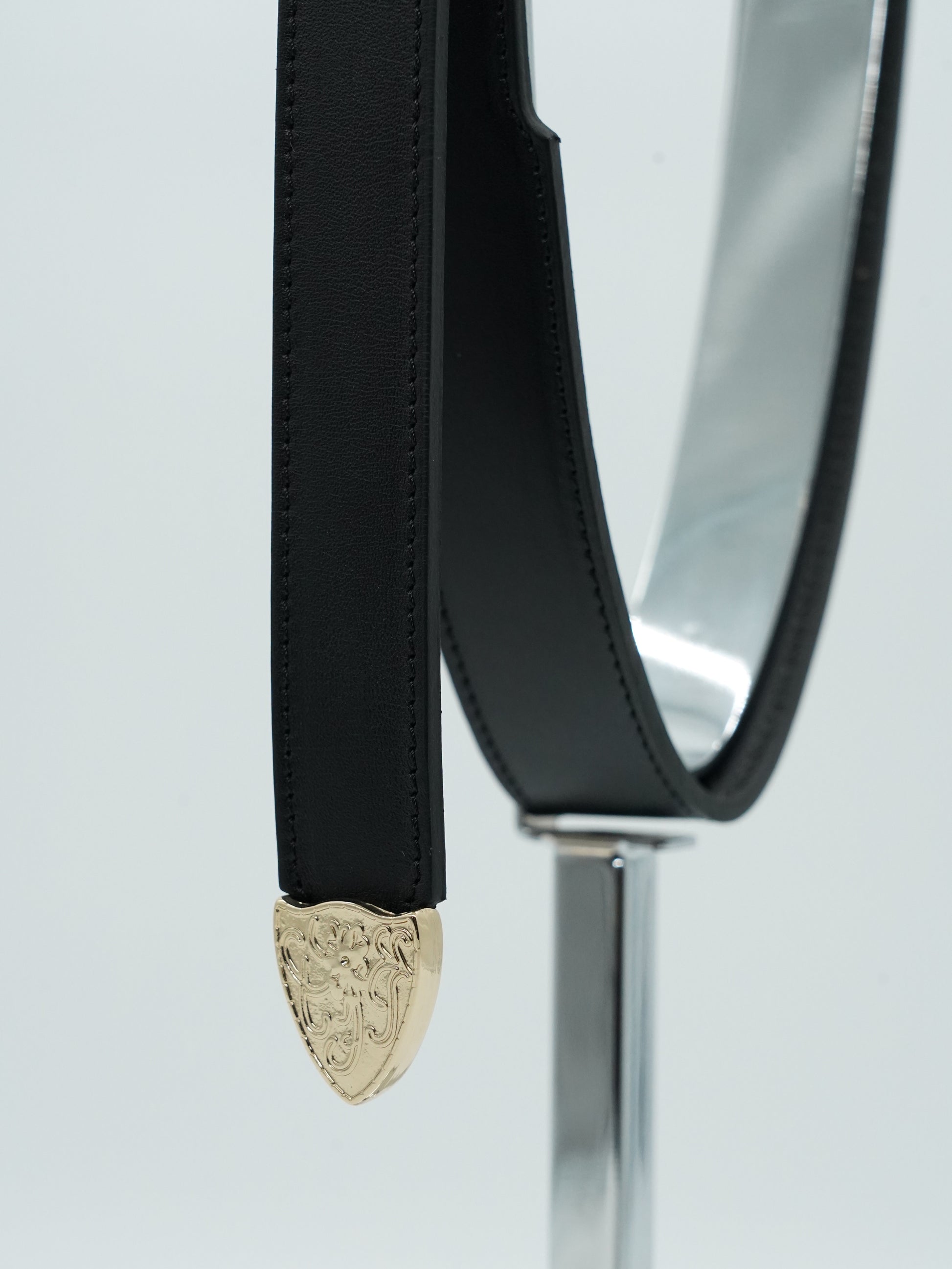 Cintura Texas nera trittico oro in pelle di vitello primo fiore