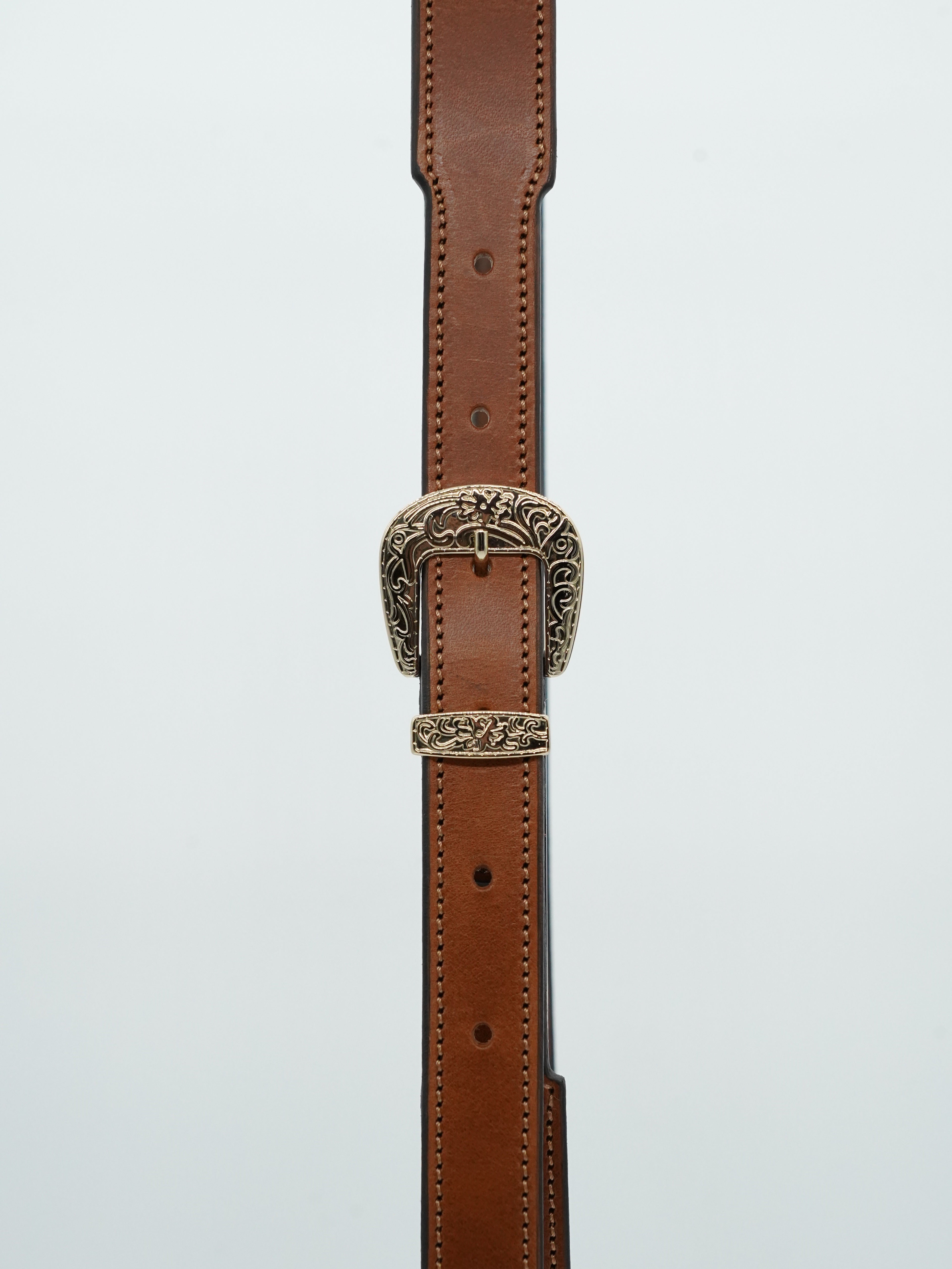 Cintura Texas in vero cuoio trittico oro