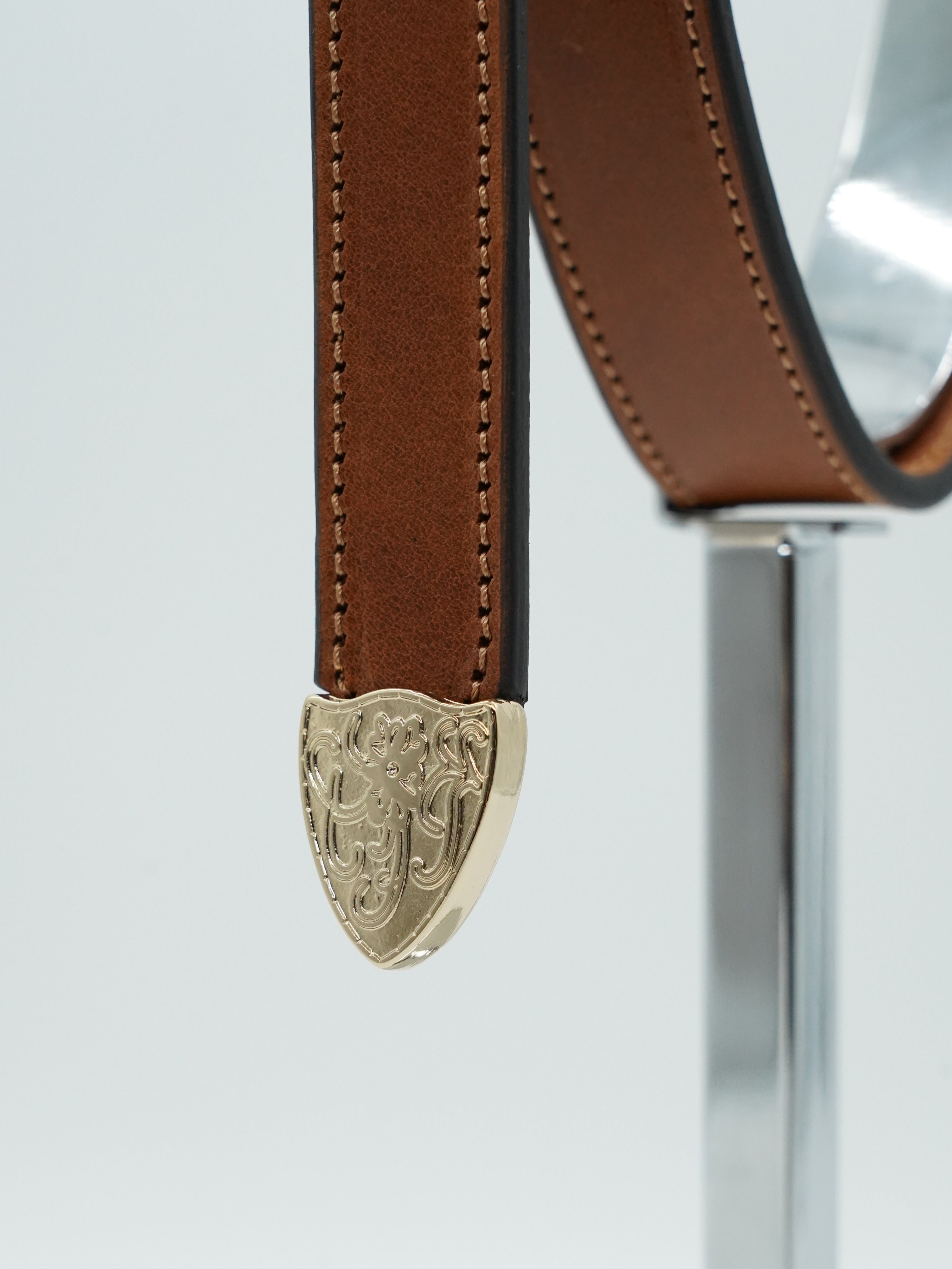 Cintura Texas in vero cuoio trittico oro