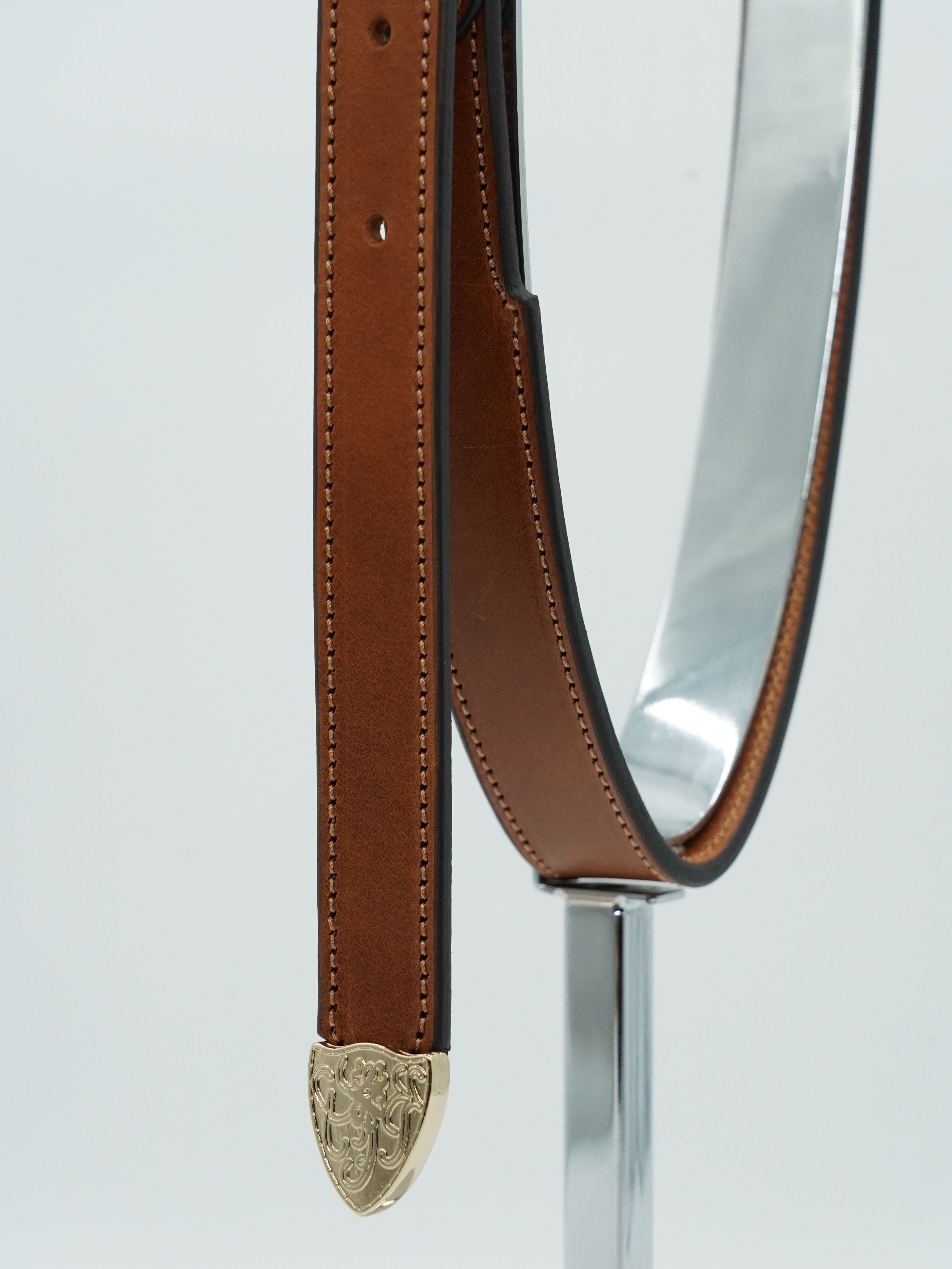 Cintura Texas in vero cuoio trittico oro