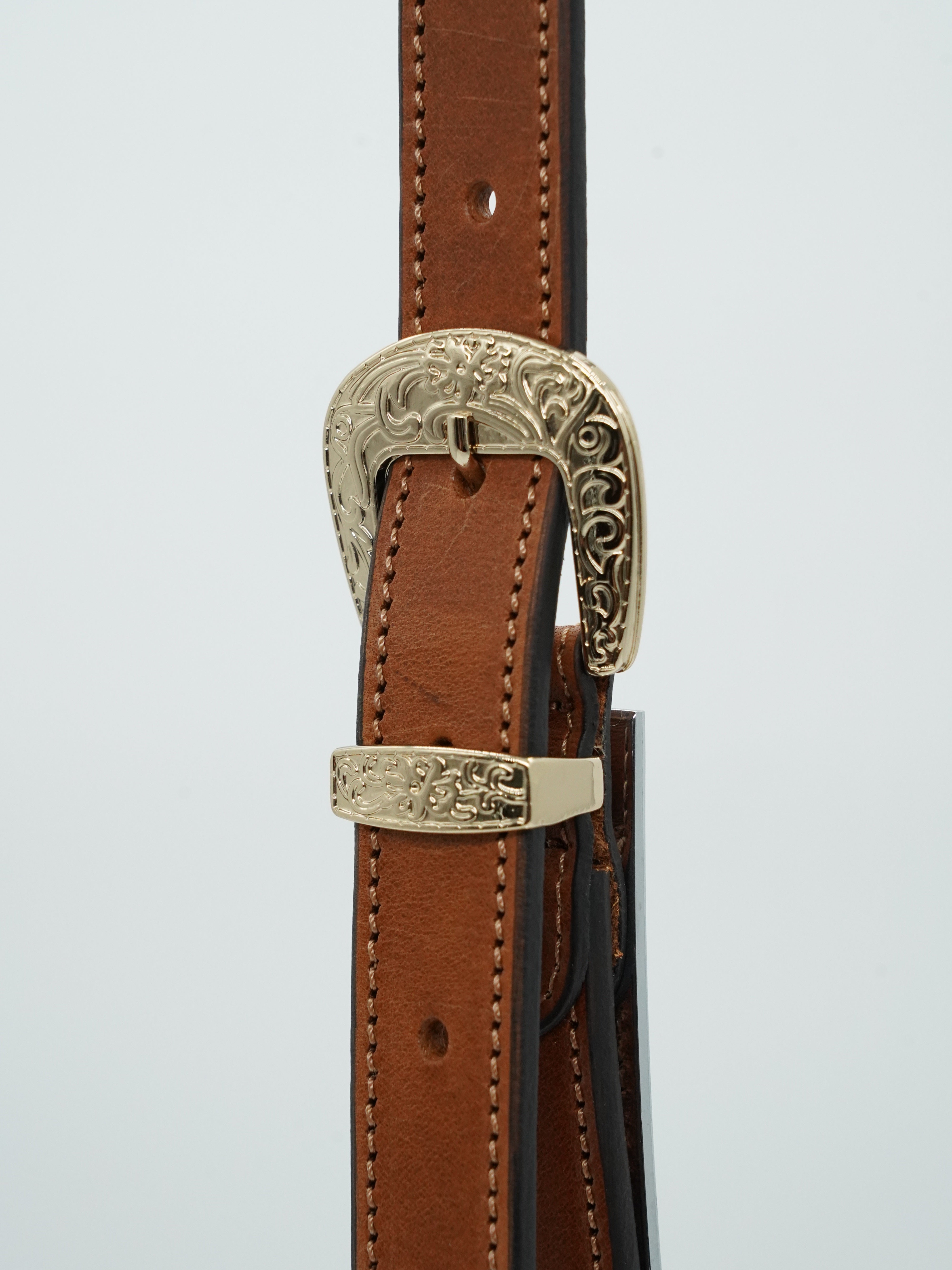 Cintura Texas in vero cuoio trittico oro