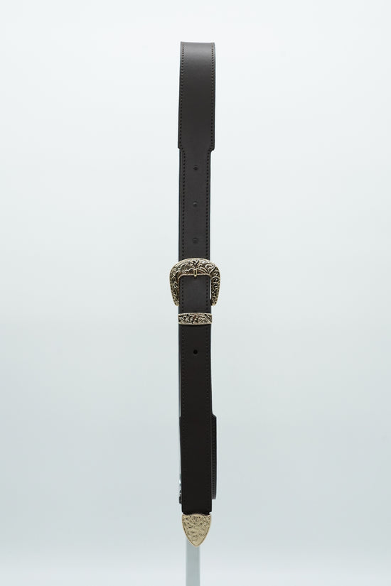 Cintura Texas testa di moro trittico oro in pelle di vitello primo fiore