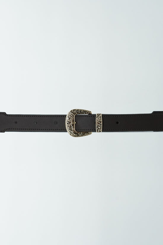 Cintura Texas testa di moro trittico oro in pelle di vitello primo fiore