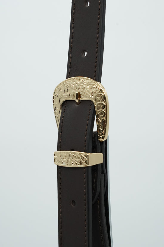 Cintura Texas testa di moro trittico oro in pelle di vitello primo fiore