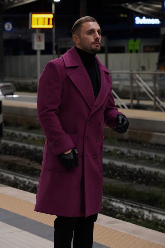 Cappotto Chesterfield Spigato Prugna