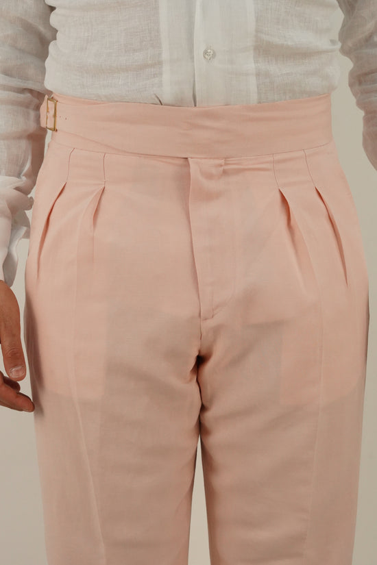 Gurkha in lino rosa con fibbia laterale regolabile