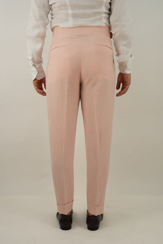 Gurkha in lino rosa con fibbia laterale regolabile