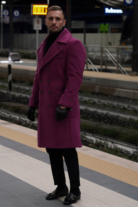 Cappotto Chesterfield Spigato Prugna