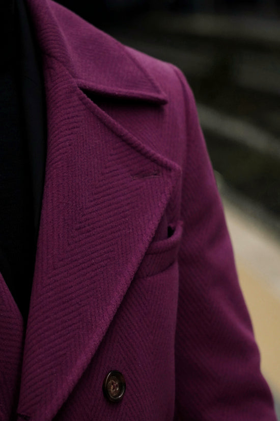 Cappotto Chesterfield Spigato Prugna