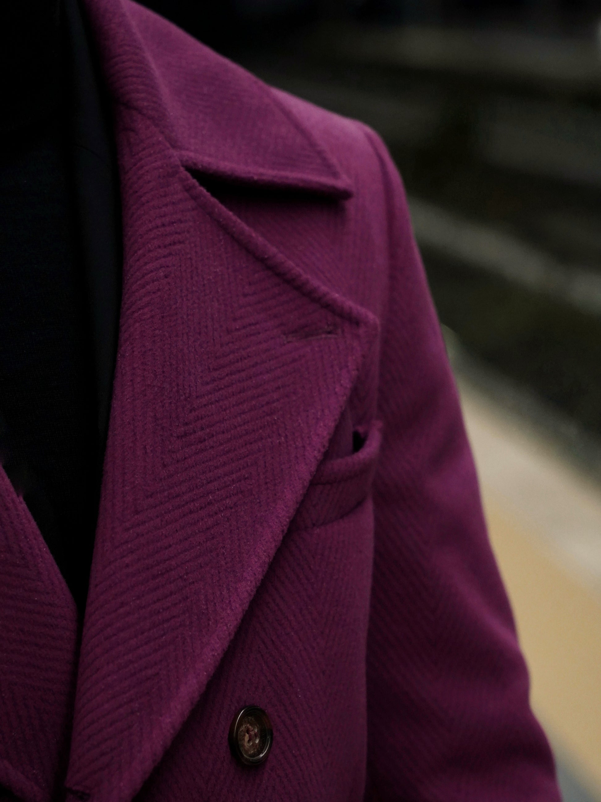 Cappotto Chesterfield Spigato Prugna