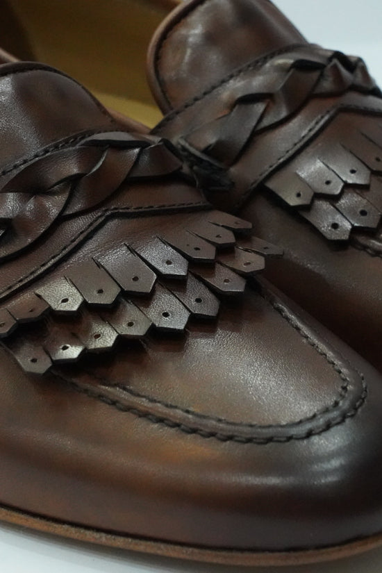 Mocassini treccia cuoio