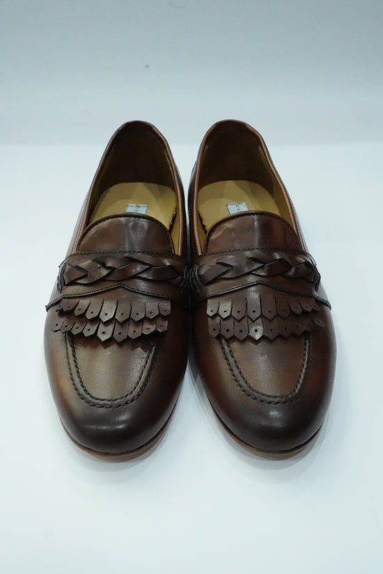 Mocassini treccia cuoio