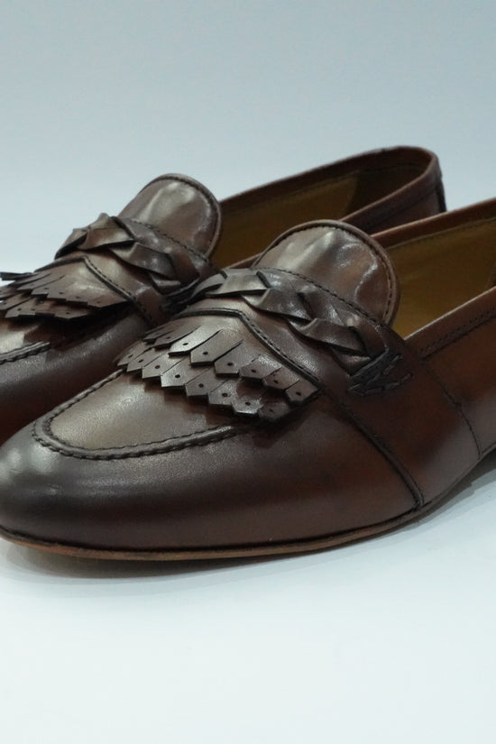 Mocassini treccia cuoio