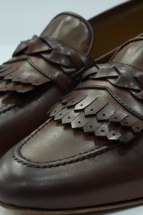 Mocassini treccia cuoio