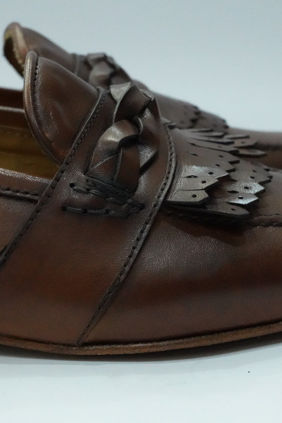 Mocassini treccia cuoio