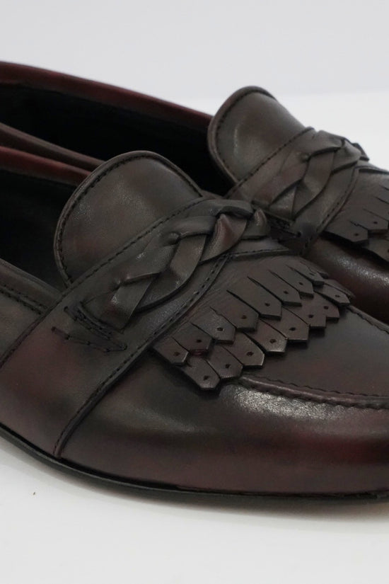 Mocassini treccia bordeaux