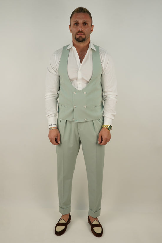 Panciotto Doppiopetto 6 bottoni verde acqua