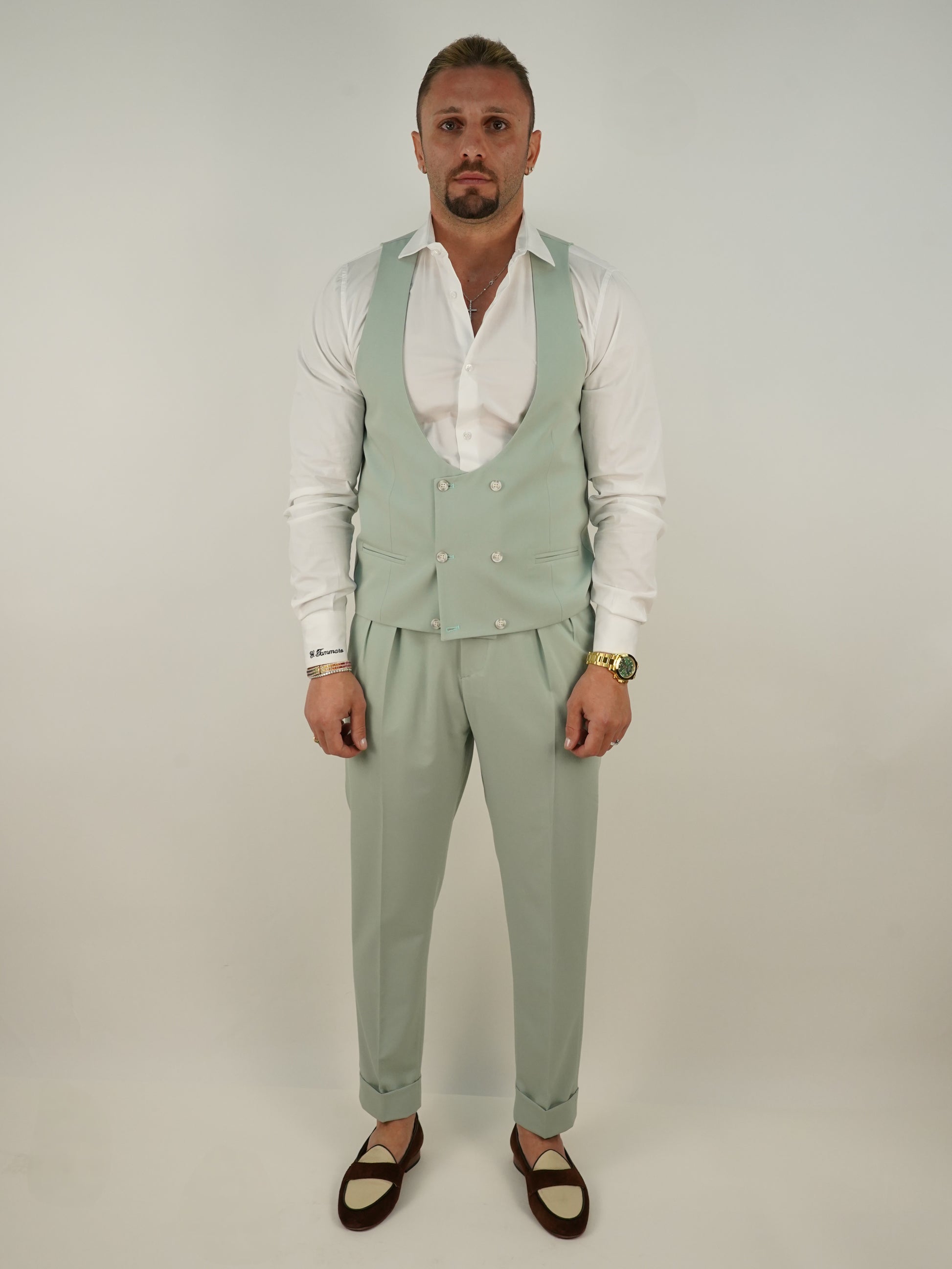 Panciotto Doppiopetto 6 bottoni verde acqua