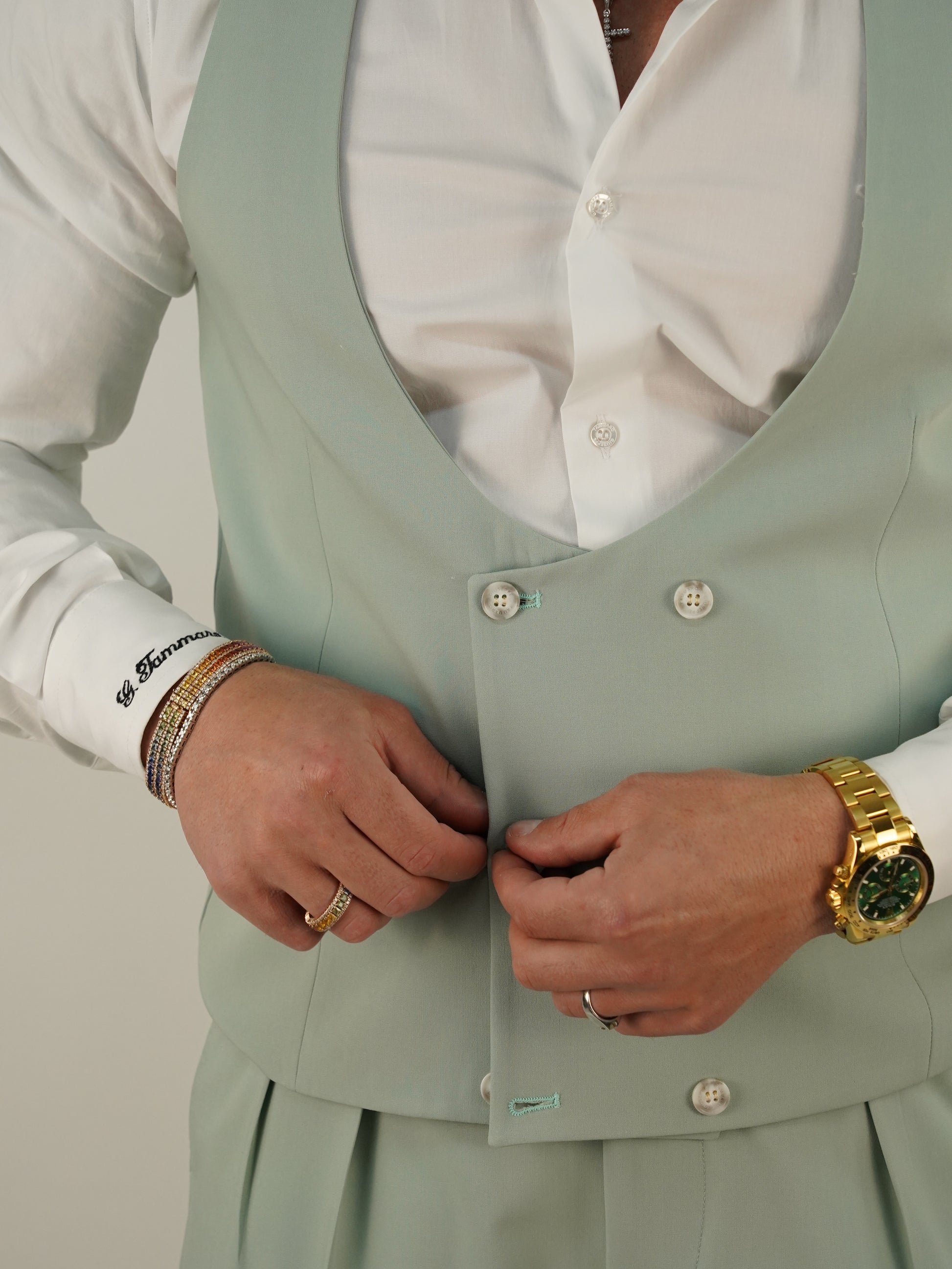 Panciotto Doppiopetto 6 bottoni verde acqua