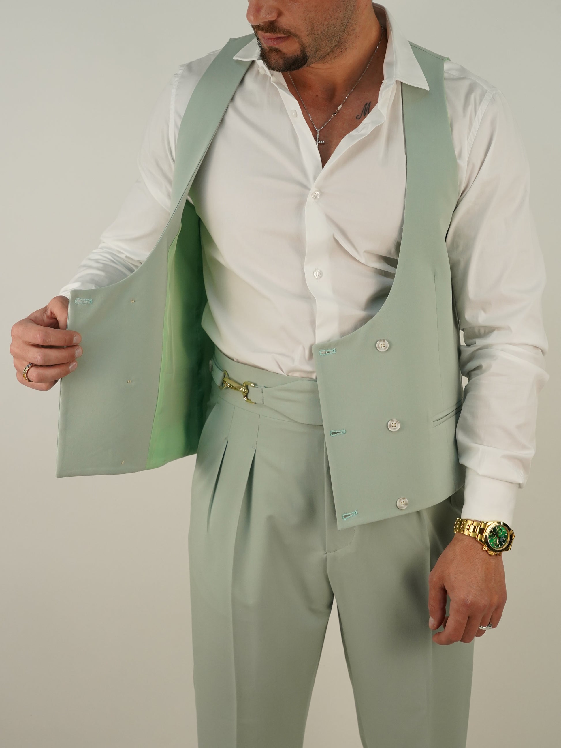 Panciotto Doppiopetto 6 bottoni verde acqua