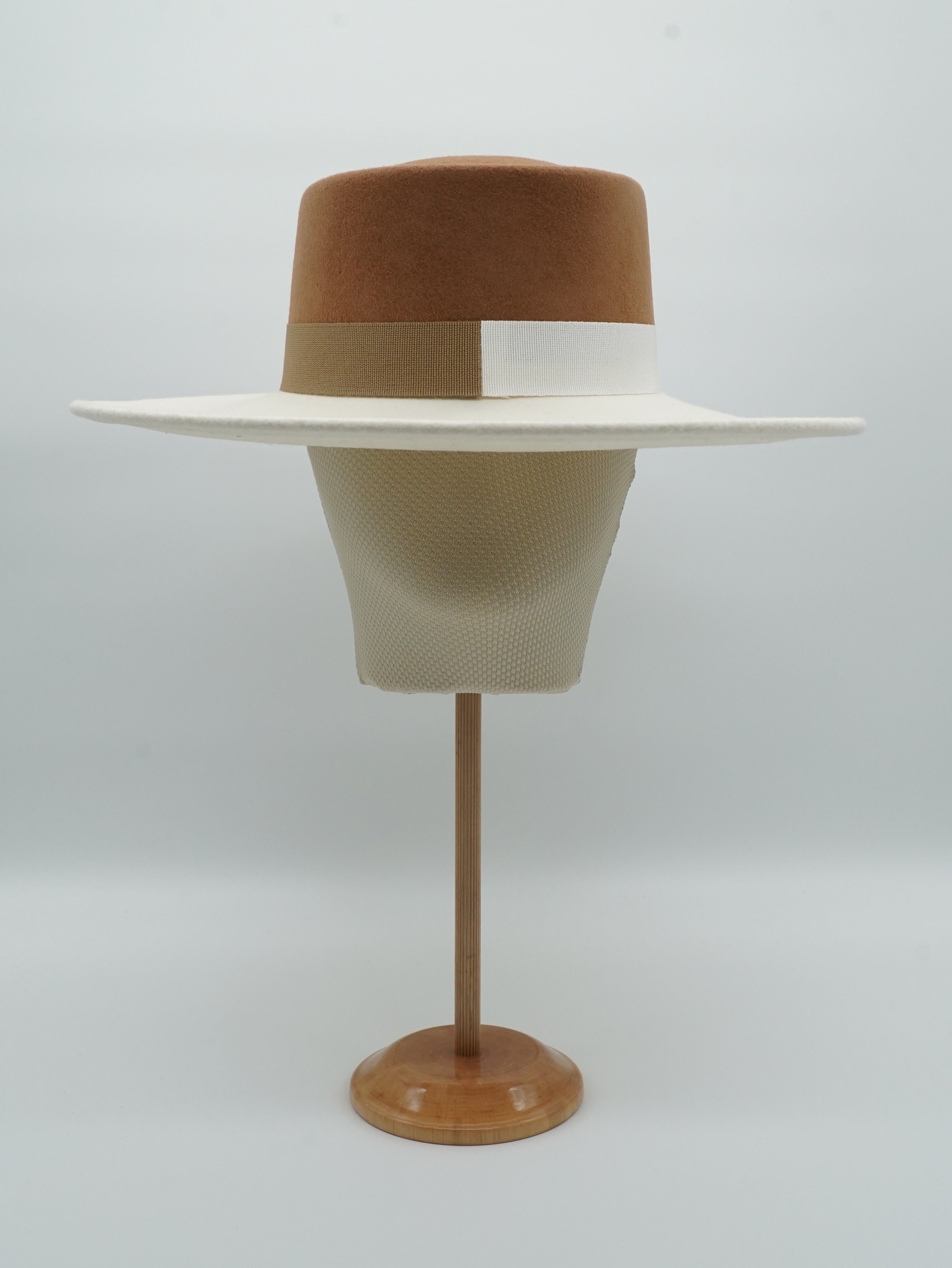 Cappello a cilindro Panna/Alce in feltro