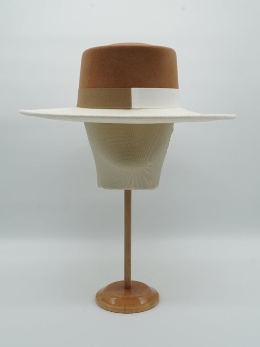 Cappello a cilindro Panna/Alce in feltro