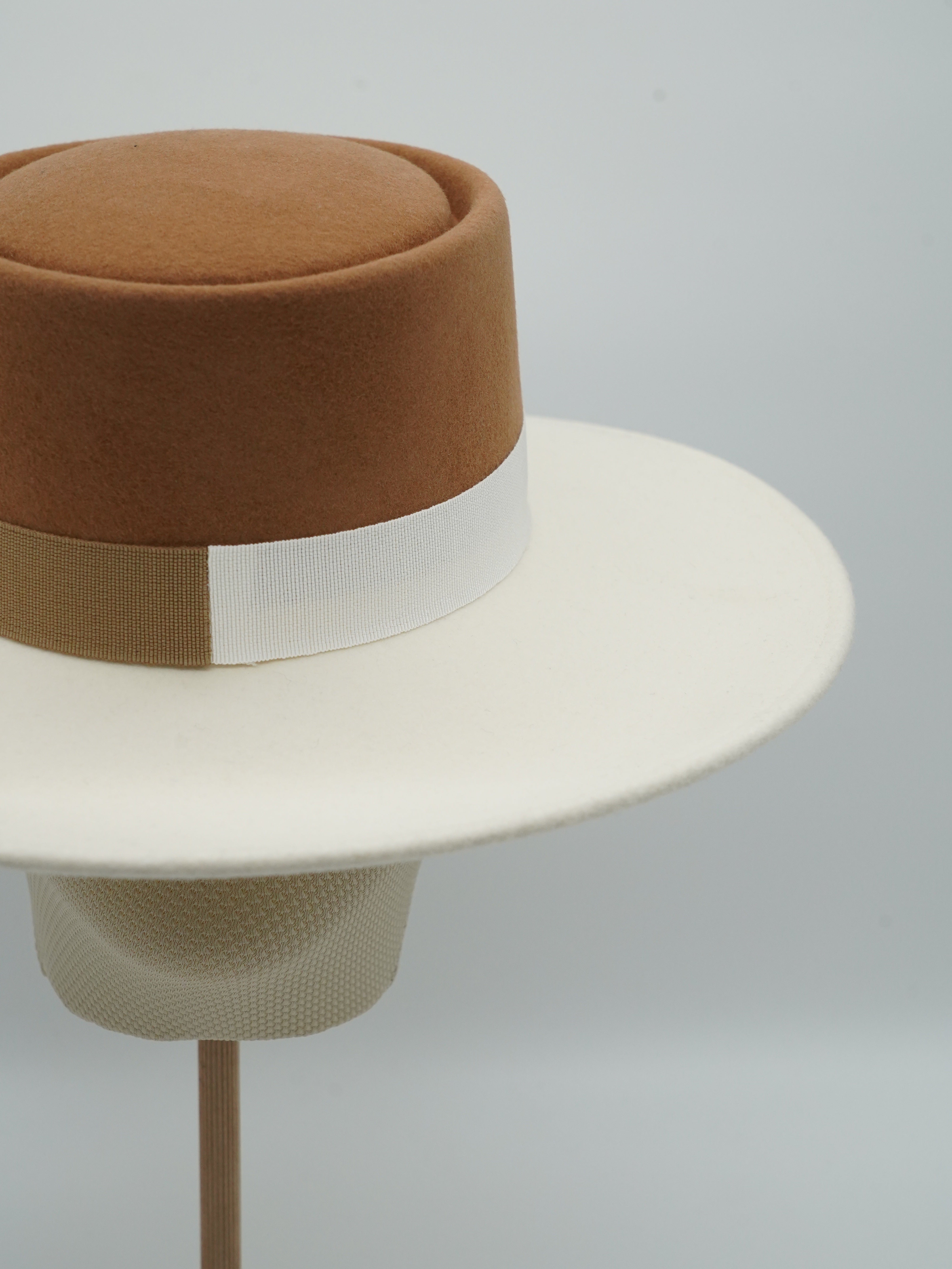 Cappello a cilindro Panna/Alce in feltro