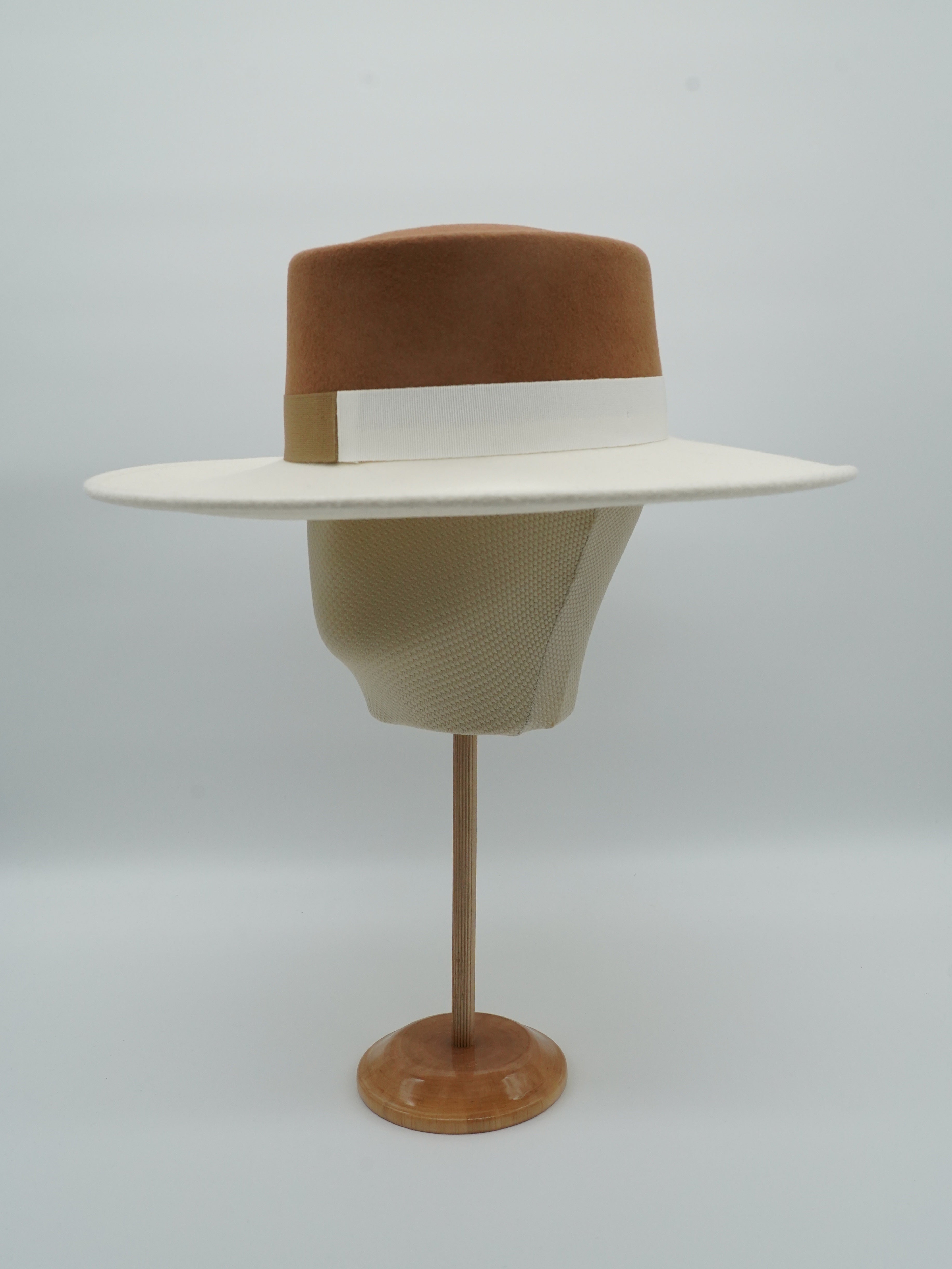 Cappello a cilindro Panna/Alce in feltro