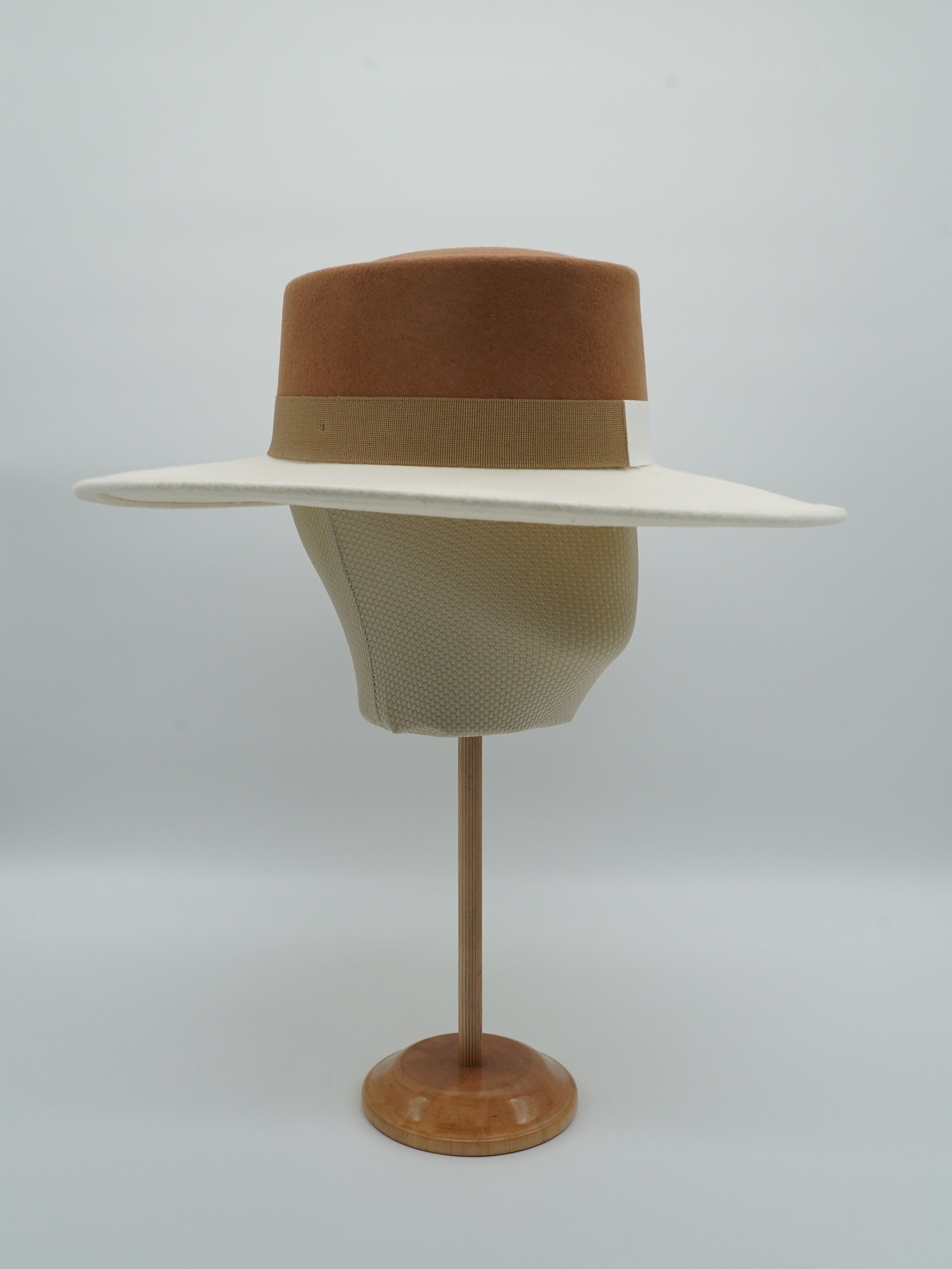 Cappello a cilindro Panna/Alce in feltro