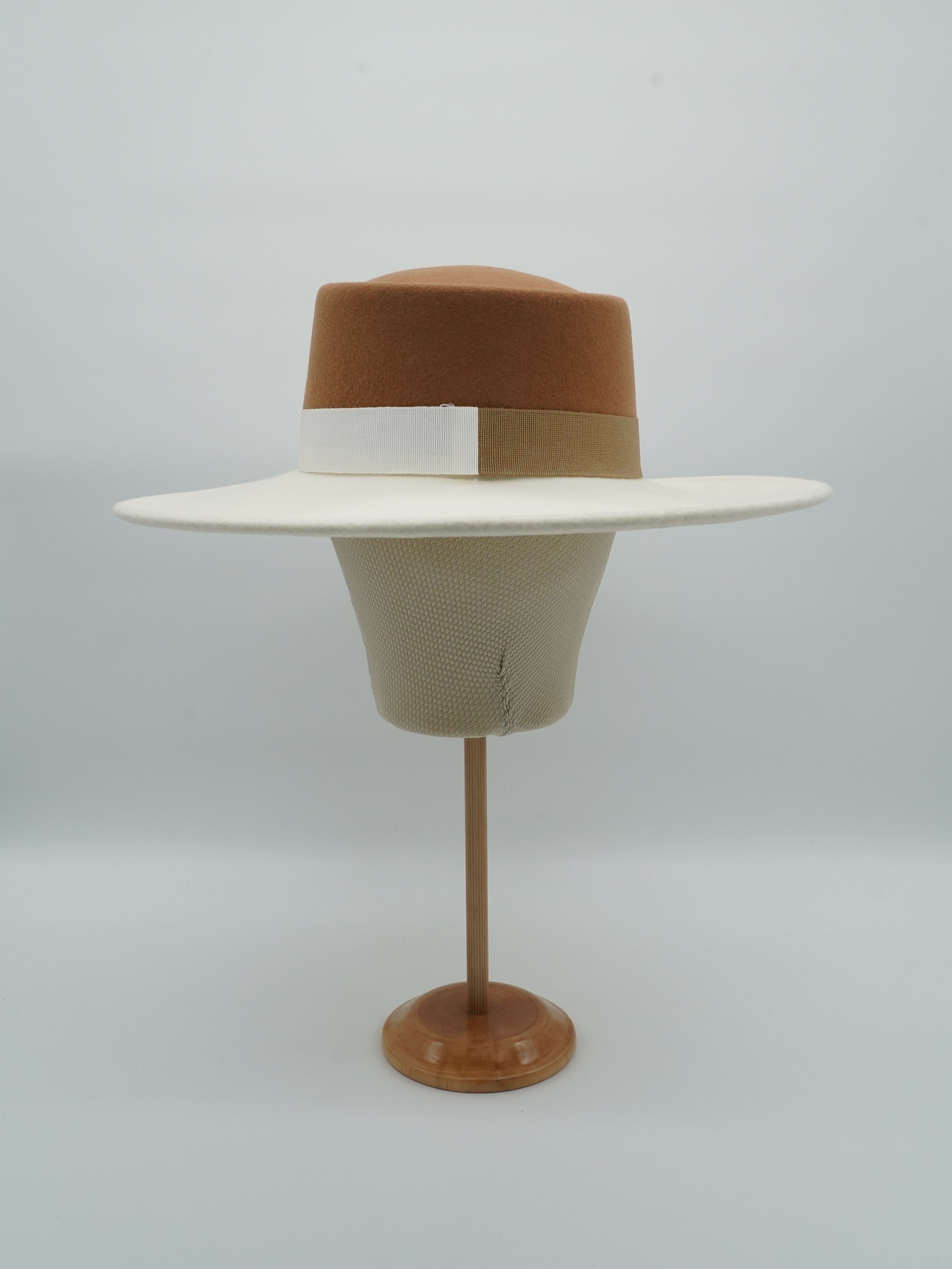 Cappello a cilindro Panna/Alce in feltro