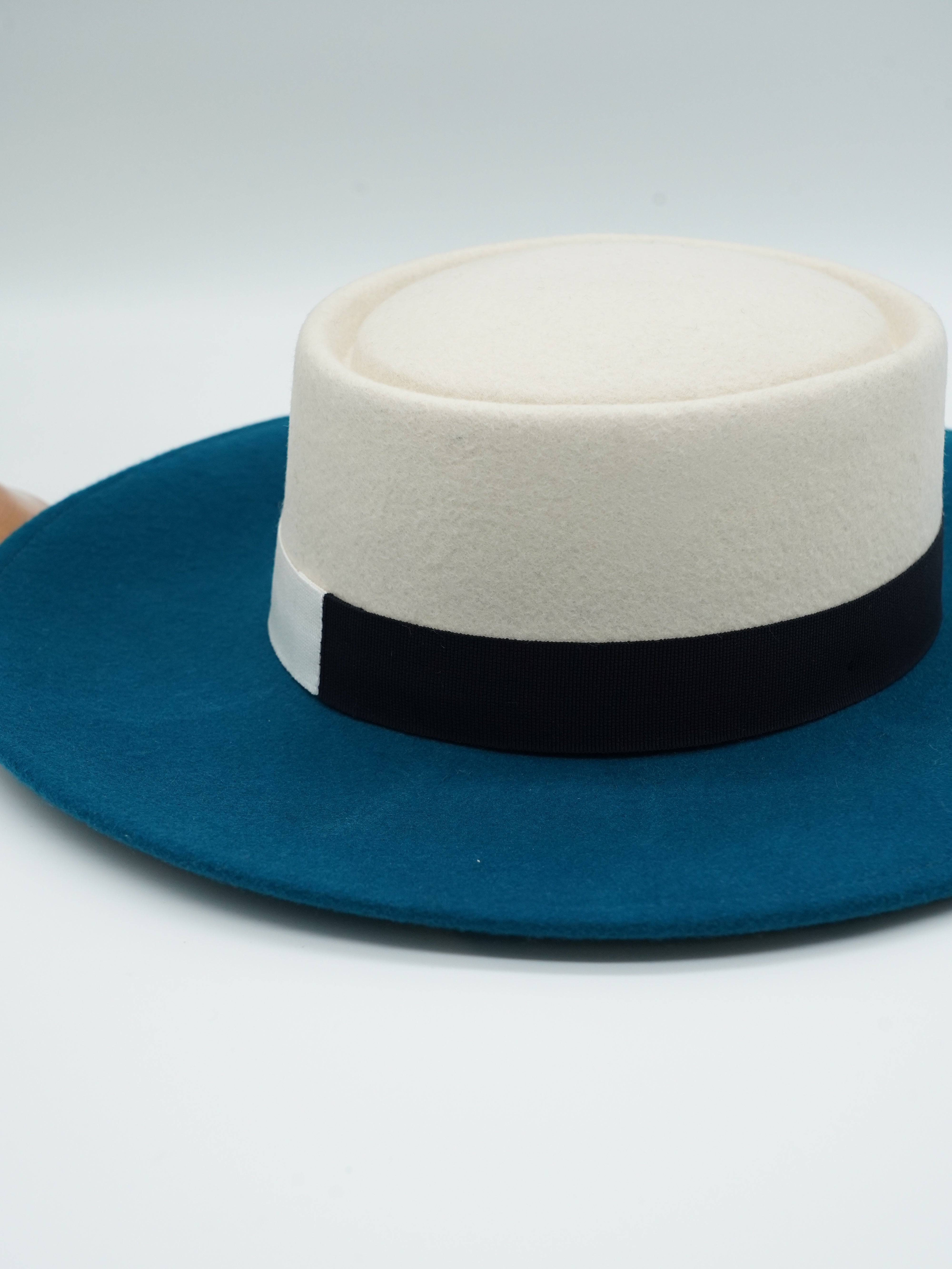 Cappello a cilindro Navi/Panna in feltro