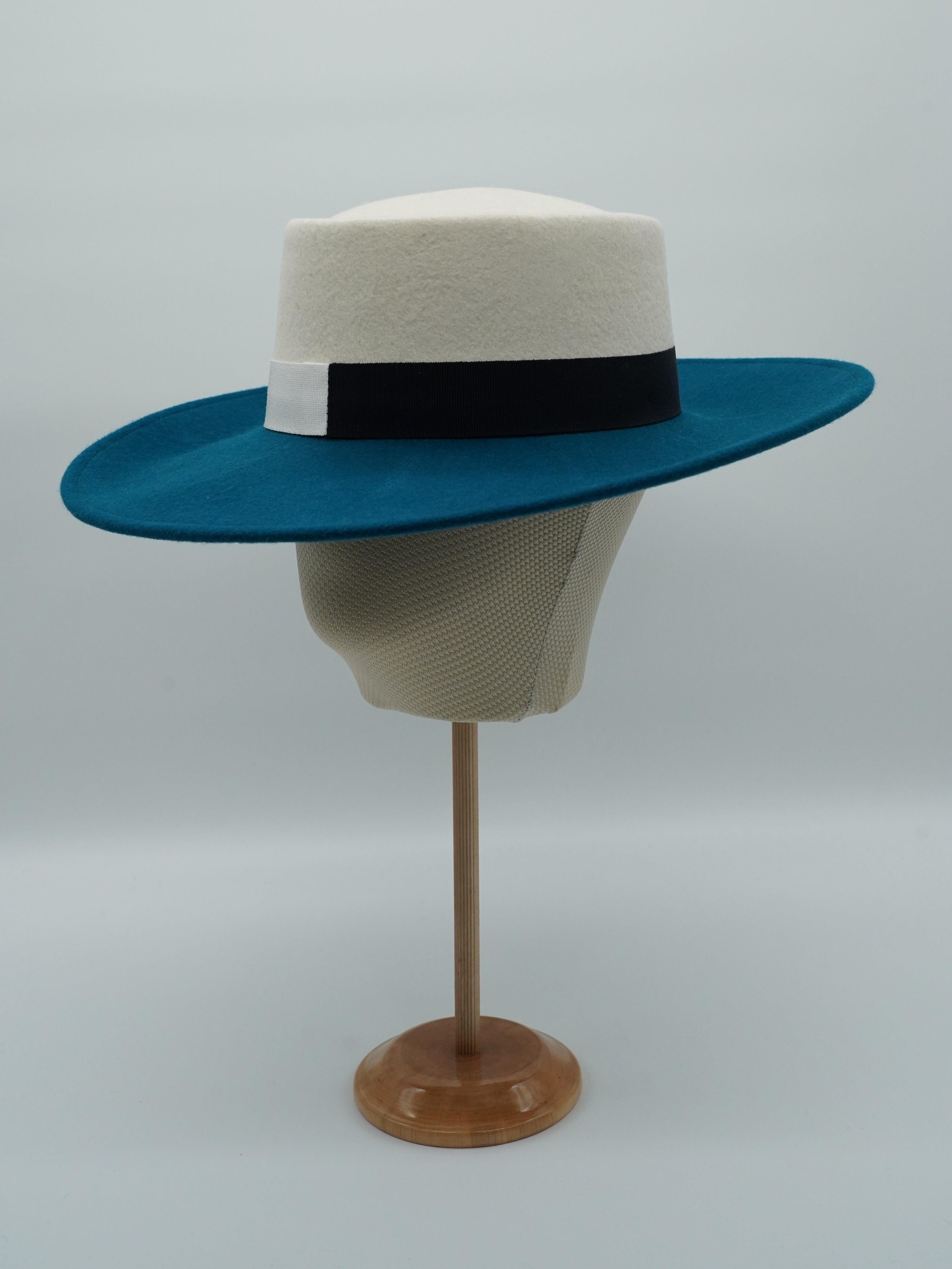 Cappello a cilindro Navi/Panna in feltro