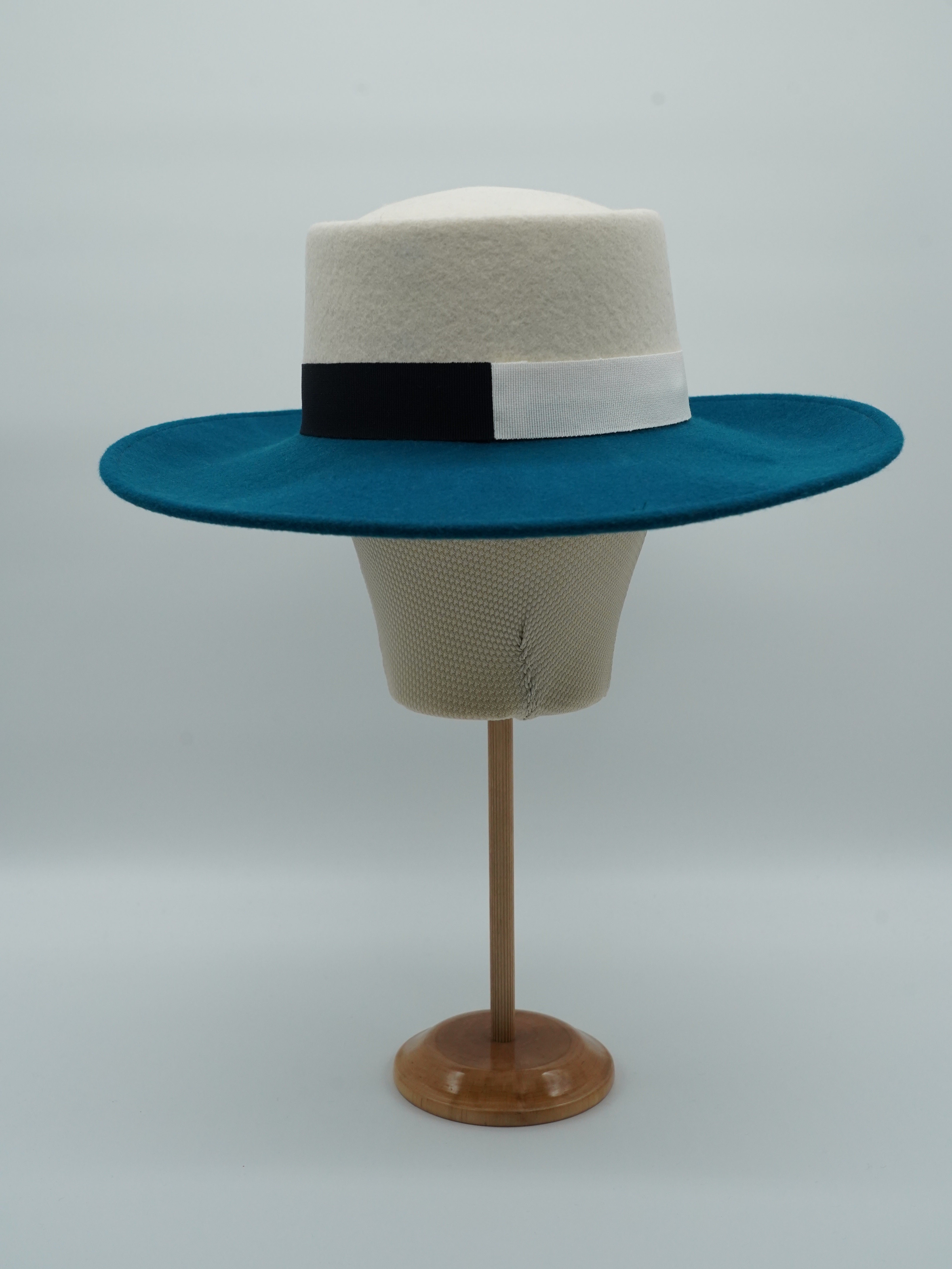 Cappello a cilindro Navi/Panna in feltro