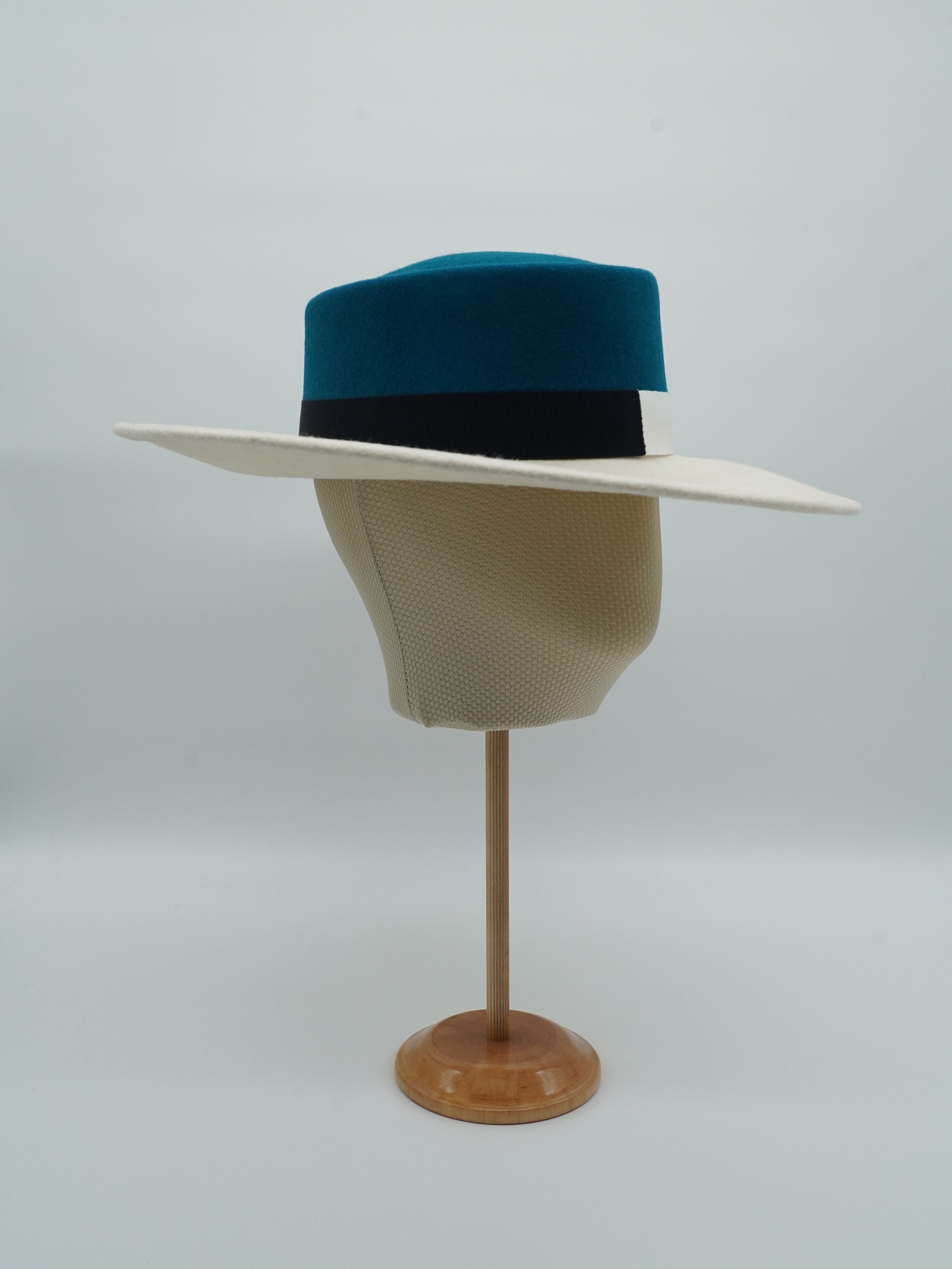 Cappello a cilindro Panna/Navi in feltro