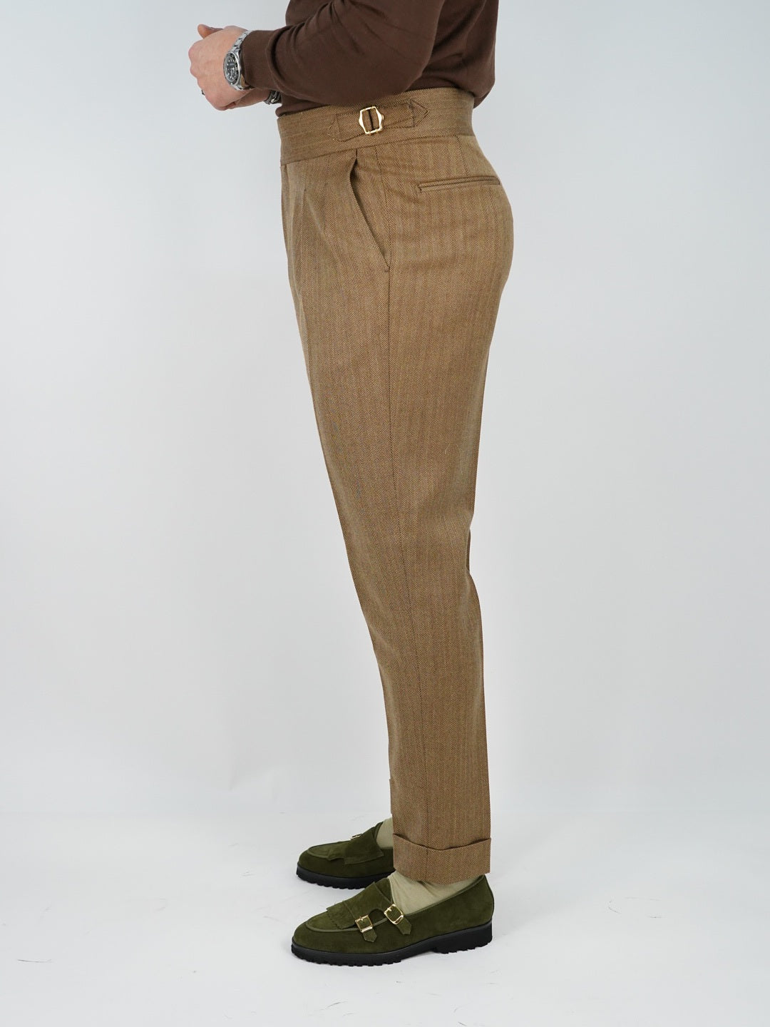 Abito Extensive doppiopetto petto a lancia spigato marrone