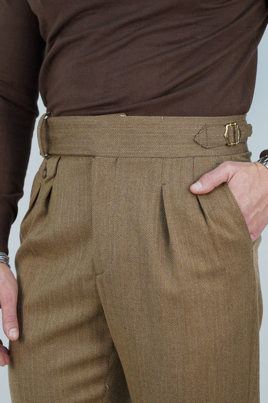 Abito Extensive doppiopetto petto a lancia spigato marrone