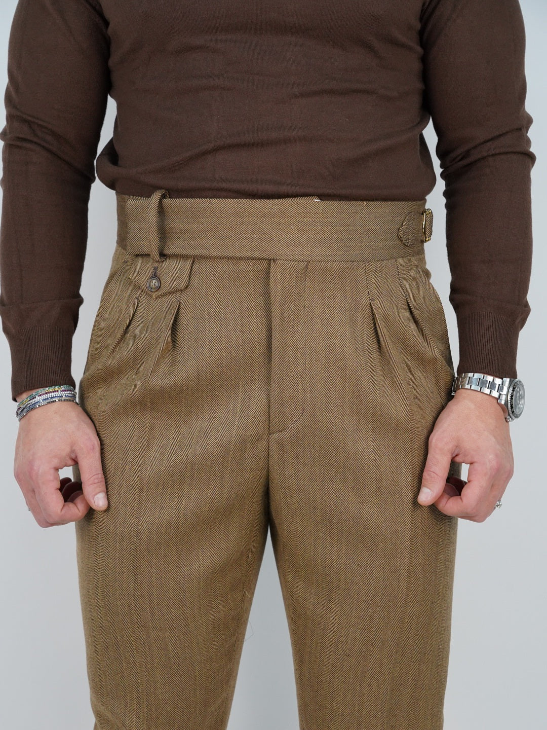 Abito Extensive doppiopetto petto a lancia spigato marrone