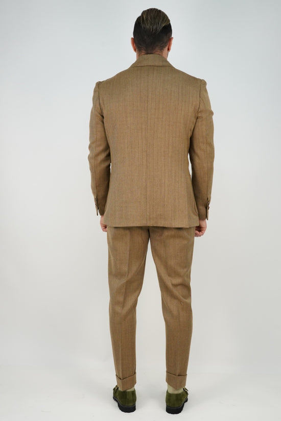 Abito Extensive doppiopetto petto a lancia spigato marrone